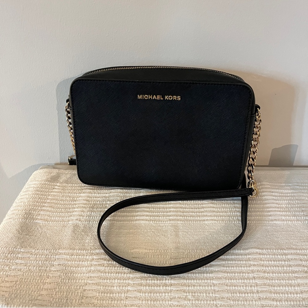 Michael Kors Black Crossbody Bag with Gold Chain